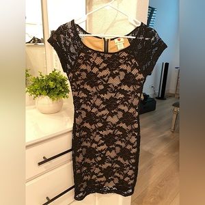 One Clothing black/nude lace dress